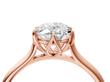Rose gold Oval Solitaire Cathedral Diamond Ring with Six-Prong Setting_29