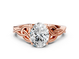 Rose gold Oval Solitaire Celtic Knot Engagement Ring with Four-Prong Setting_61