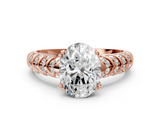 Rose gold Oval Solitaire Chevron Pave Diamond Engagement Ring with Six-Prong Setting_3