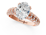Rose gold Oval Solitaire Chevron Pave Diamond Engagement Ring with Six-Prong Setting_4