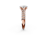 Rose gold Oval Solitaire Chevron Pave Diamond Engagement Ring with Six-Prong Setting_5