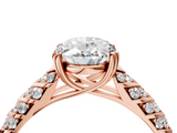 Rose gold Oval Solitaire Chevron Pave Diamond Engagement Ring with Six-Prong Setting_7