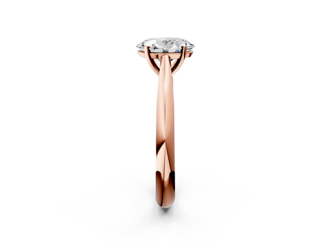 Rose gold Oval Solitaire Diamond Engagement Ring with Cathedral Setting and Four-Prong Mount on a Classic Band_204