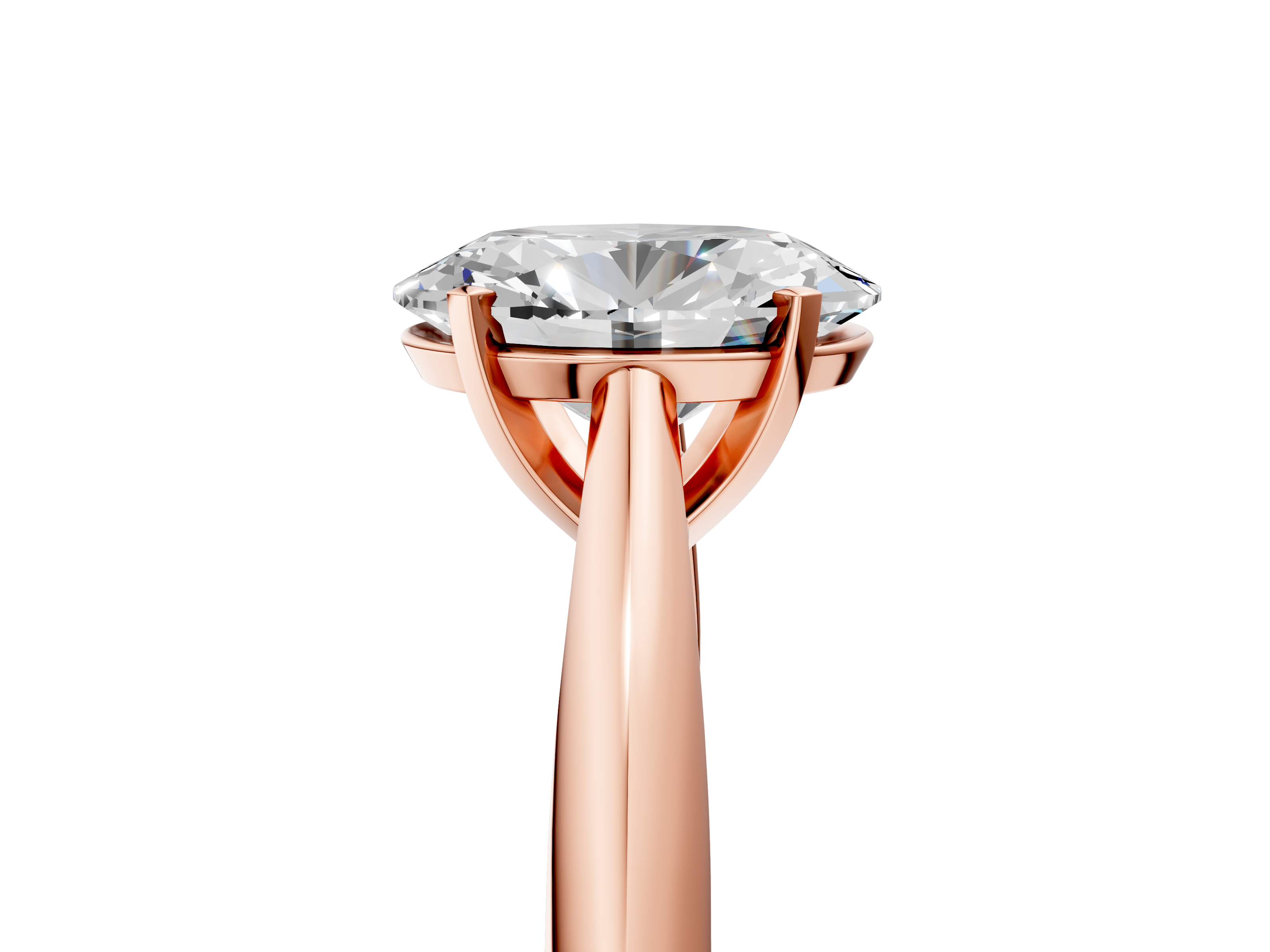 Rose gold Oval Solitaire Diamond Engagement Ring with Cathedral Setting and Four-Prong Mount on a Classic Band_207