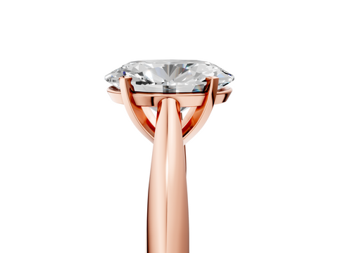 Rose gold Oval Solitaire Diamond Engagement Ring with Cathedral Setting and Four-Prong Mount on a Classic Band_207