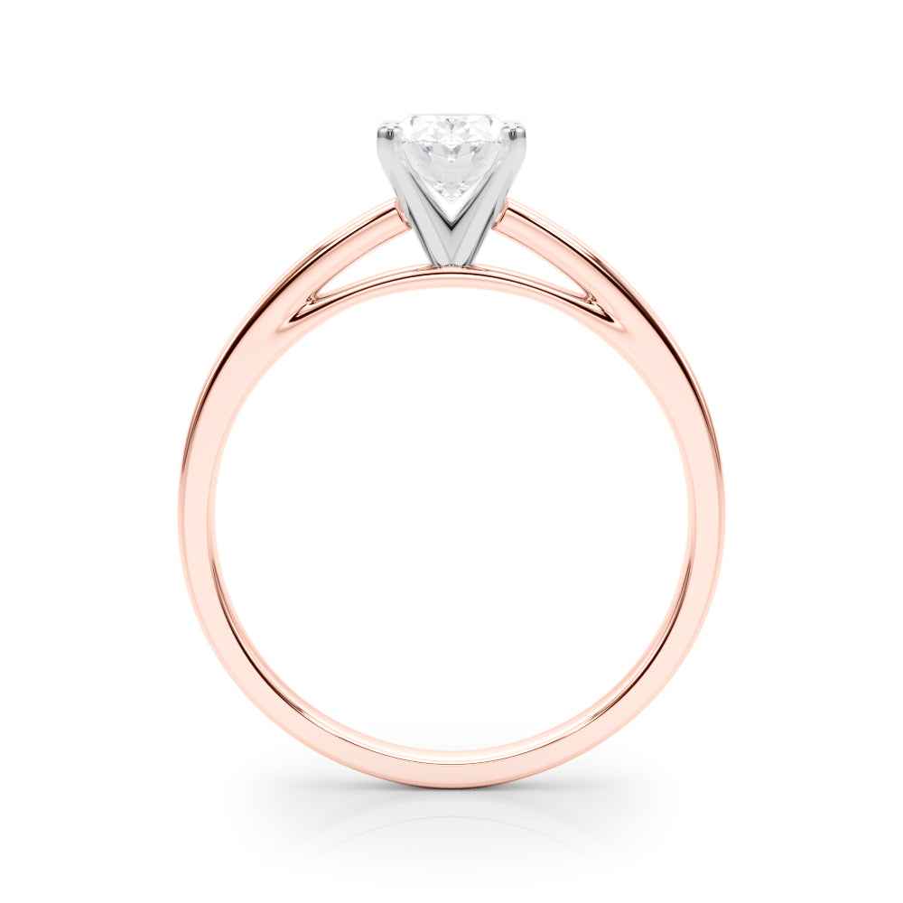 Rose gold Oval Solitaire Diamond Engagement Ring with Four-Prong Setting on a Classic Band 2
