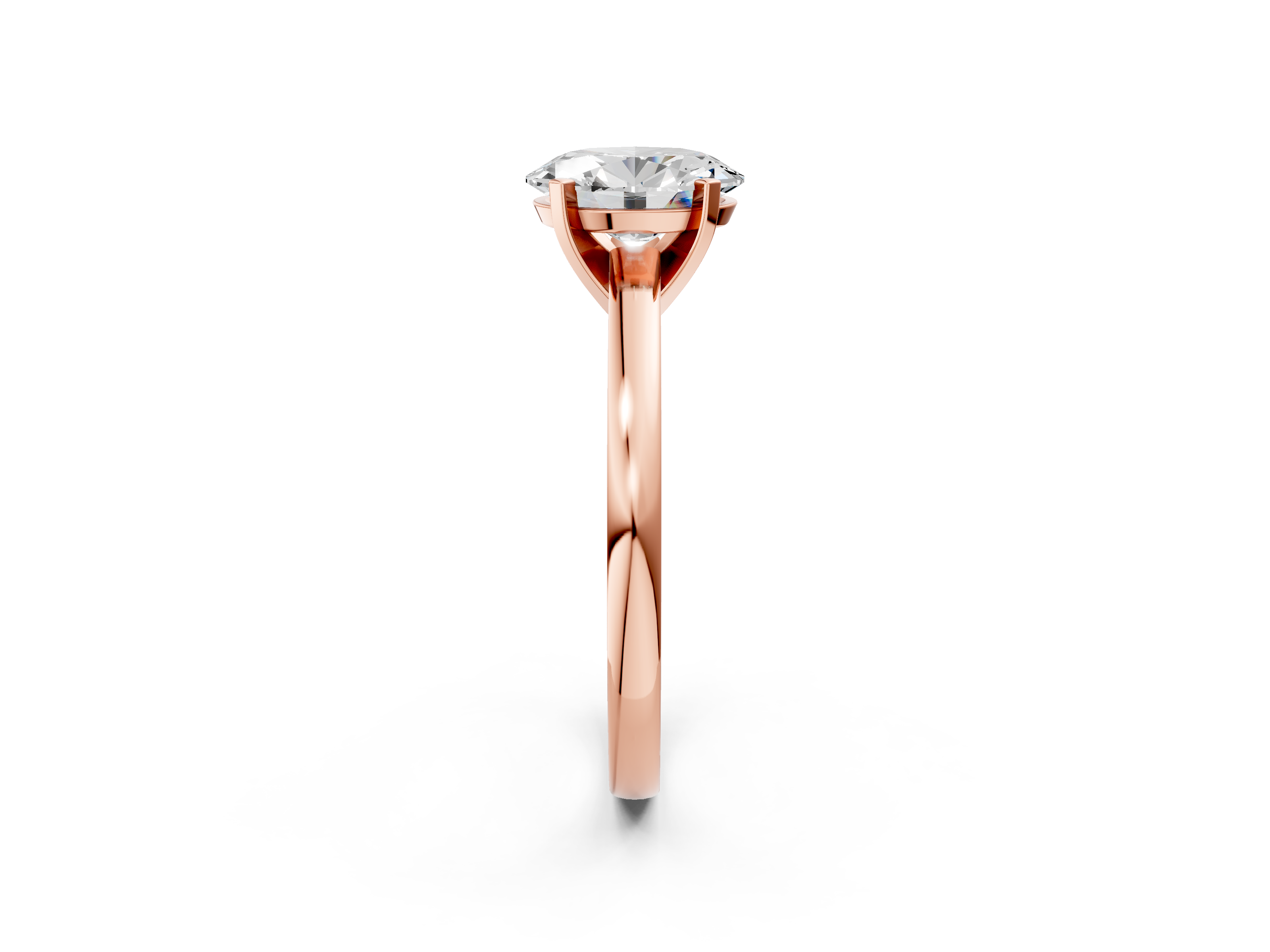 Rose gold Oval Solitaire Diamond Engagement Ring with Four-Prong Setting on a Classic Band_10