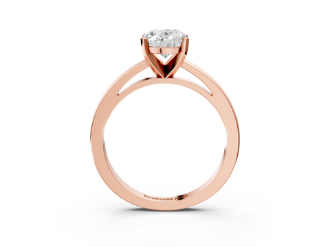 Rose gold Oval Solitaire Diamond Engagement Ring with Four-Prong Setting on a Classic Band_11