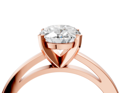 Rose gold Oval Solitaire Diamond Engagement Ring with Four-Prong Setting on a Classic Band_12