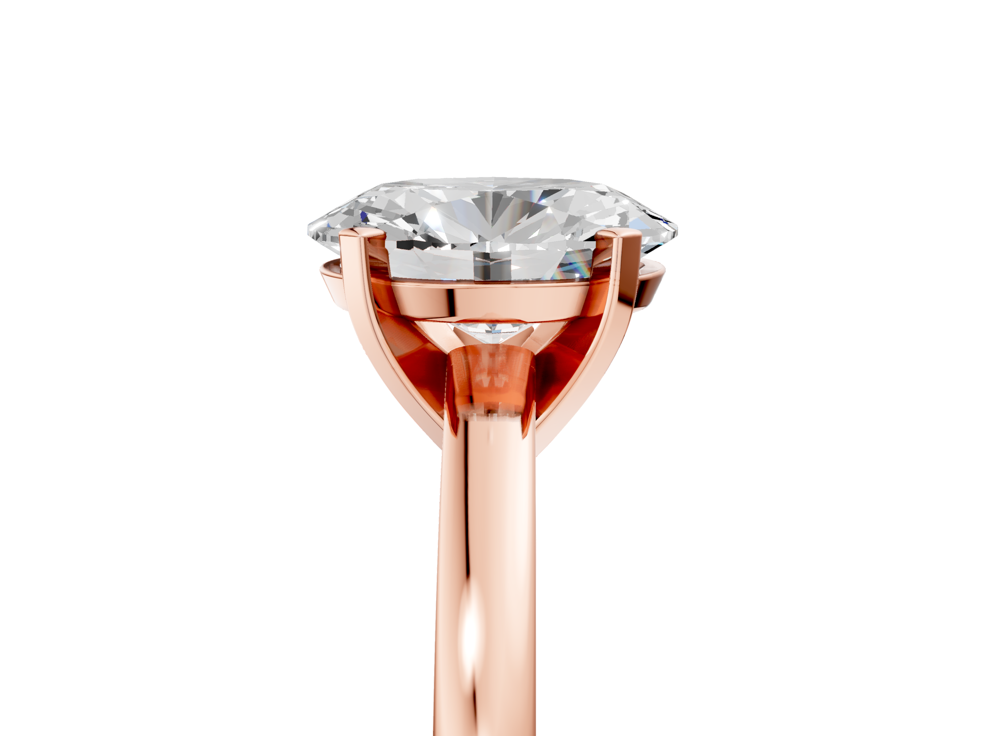 Rose gold Oval Solitaire Diamond Engagement Ring with Four-Prong Setting on a Classic Band_13