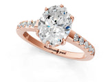 Rose gold Oval Solitaire Diamond Engagement Ring with Pavé Band and Six-Prong Setting_28
