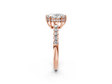 Rose gold Oval Solitaire Diamond Engagement Ring with Pavé Band and Six-Prong Setting_29