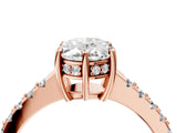 Rose gold Oval Solitaire Diamond Engagement Ring with Pavé Band and Six-Prong Setting_31