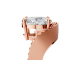 Rose gold Oval Solitaire Diamond Engagement Ring with Pave Band and Four-Prong Setting 1