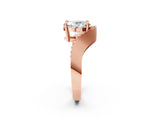 Rose gold Oval Solitaire Diamond Engagement Ring with Pave Band and Four-Prong Setting 4