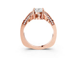 Rose gold Oval Solitaire Diamond Engagement Ring with Pave Band and Four-Prong Setting 5