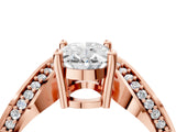Rose gold Oval Solitaire Diamond Engagement Ring with Pave Band and Four-Prong Setting