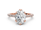 Rose gold Oval Solitaire Diamond Engagement Ring with Pave Band and Six-Prong Setting_41