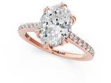 Rose gold Oval Solitaire Diamond Engagement Ring with Pave Band and Six-Prong Setting_42