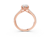 Rose gold Oval Solitaire Diamond Engagement Ring with Pave Band and Six-Prong Setting_44