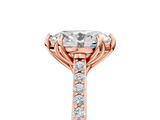 Rose gold Oval Solitaire Diamond Engagement Ring with Pave Band and Six-Prong Setting_46