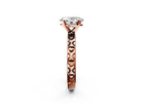 Rose gold Oval Solitaire Diamond Engagement Ring with XO Engraved Band and Four-Prong Setting 2
