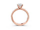 Rose gold Oval Solitaire Diamond Engagement Ring with XO Engraved Band and Four-Prong Setting 3