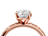 Rose gold Oval Solitaire Diamond Engagement Ring with XO Engraved Band and Four-Prong Setting 4