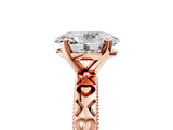 Rose gold Oval Solitaire Diamond Engagement Ring with XO Engraved Band and Four-Prong Setting 5