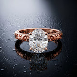 Rose gold Oval Solitaire Diamond Engagement Ring with XO Engraved Band and Four-Prong Setting_15