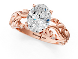 Rose gold Oval Solitaire Diamond Leaf Vine Band with Prong Setting_51