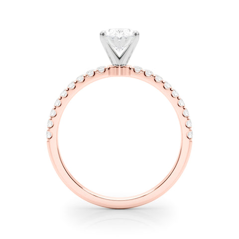 Rose gold Oval Solitaire Diamond Pavé Band with Four-Prong Setting 2