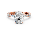 Rose gold Oval Solitaire Diamond Pavé Band with Four-Prong Setting_35