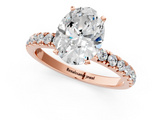 Rose gold Oval Solitaire Diamond Pavé Band with Four-Prong Setting_36
