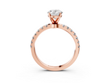 Rose gold Oval Solitaire Diamond Pavé Band with Four-Prong Setting_38