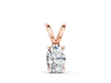 Rose gold Oval Solitaire Diamond Prong Pendant_28