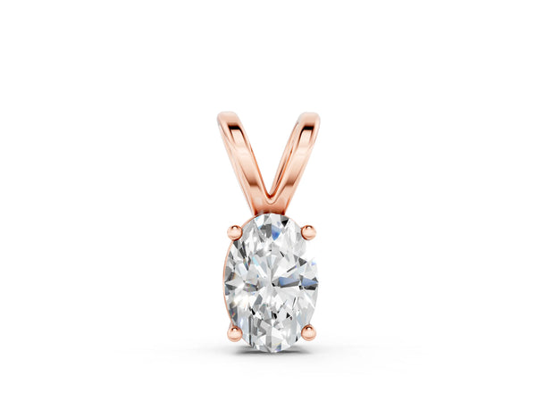 Rose gold Oval Solitaire Diamond Prong Pendant