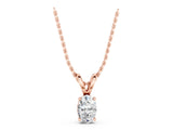 Rose gold Oval Solitaire Diamond Prong Pendant_29