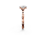 Rose gold Oval Solitaire Diamond Ring with Bamboo Band and Four-Prong Setting_70