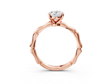 Rose gold Oval Solitaire Diamond Ring with Bamboo Band and Four-Prong Setting_71