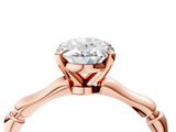 Rose gold Oval Solitaire Diamond Ring with Bamboo Band and Four-Prong Setting_72