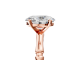 Rose gold Oval Solitaire Diamond Ring with Bamboo Band and Four-Prong Setting_73