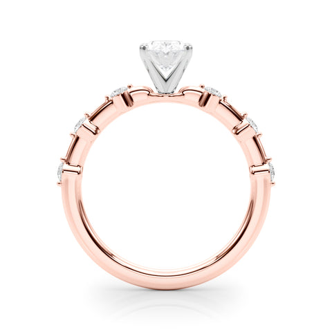 Rose gold Oval Solitaire Diamond Ring with Bezel Set Side Stones and Prong Setting 2