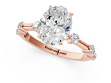 Rose gold Oval Solitaire Diamond Ring with Bezel Set Side Stones and Prong Setting_25