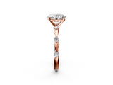 Rose gold Oval Solitaire Diamond Ring with Bezel Set Side Stones and Prong Setting_26