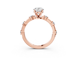 Rose gold Oval Solitaire Diamond Ring with Bezel Set Side Stones and Prong Setting_27
