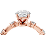 Rose gold Oval Solitaire Diamond Ring with Bezel Set Side Stones and Prong Setting_28
