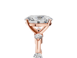 Rose gold Oval Solitaire Diamond Ring with Bezel Set Side Stones and Prong Setting_29