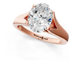 Rose gold Oval Solitaire Diamond Ring with Cathedral Band and Four-Prong Setting_67