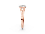 Rose gold Oval Solitaire Diamond Ring with Cathedral Band and Four-Prong Setting_68